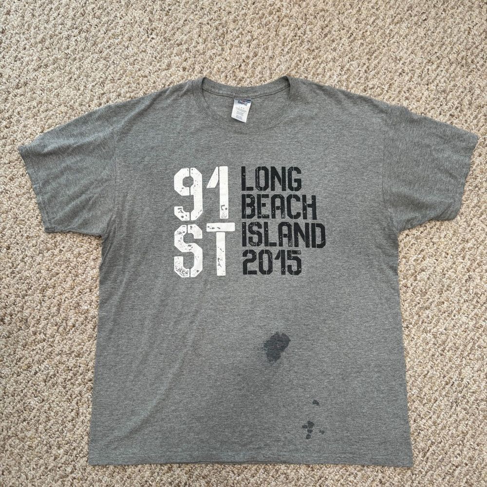 Jerzees Vintage Long Beach Summer Rock t shirt Gray L‎
